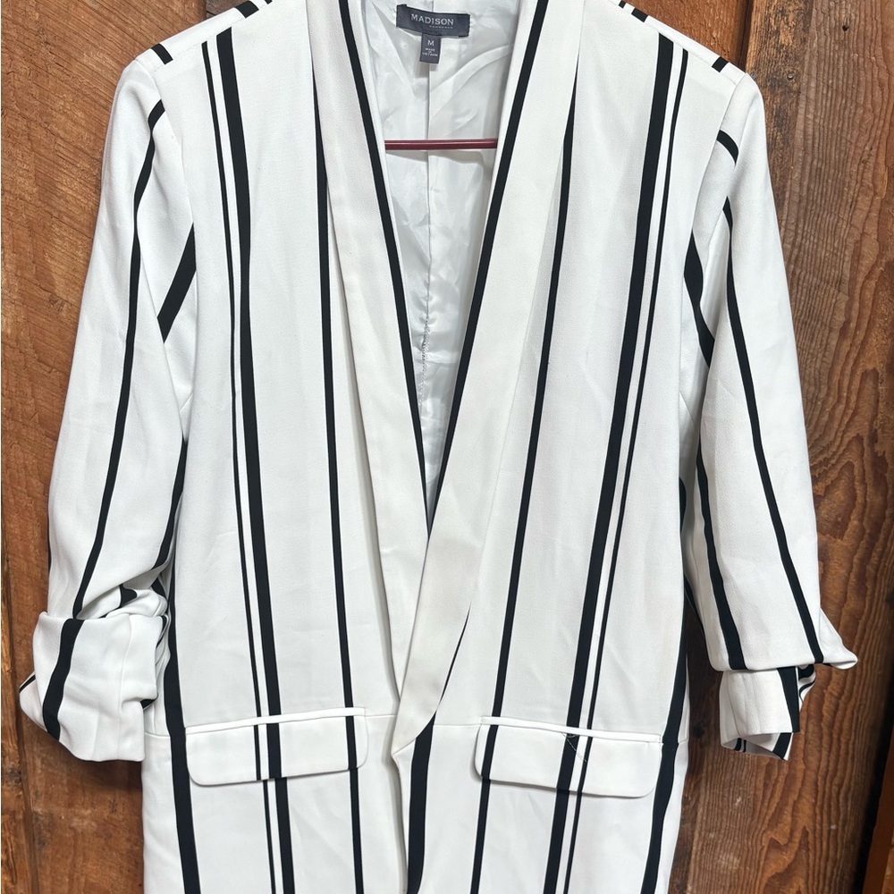 Madison Black and White Striped Blazer